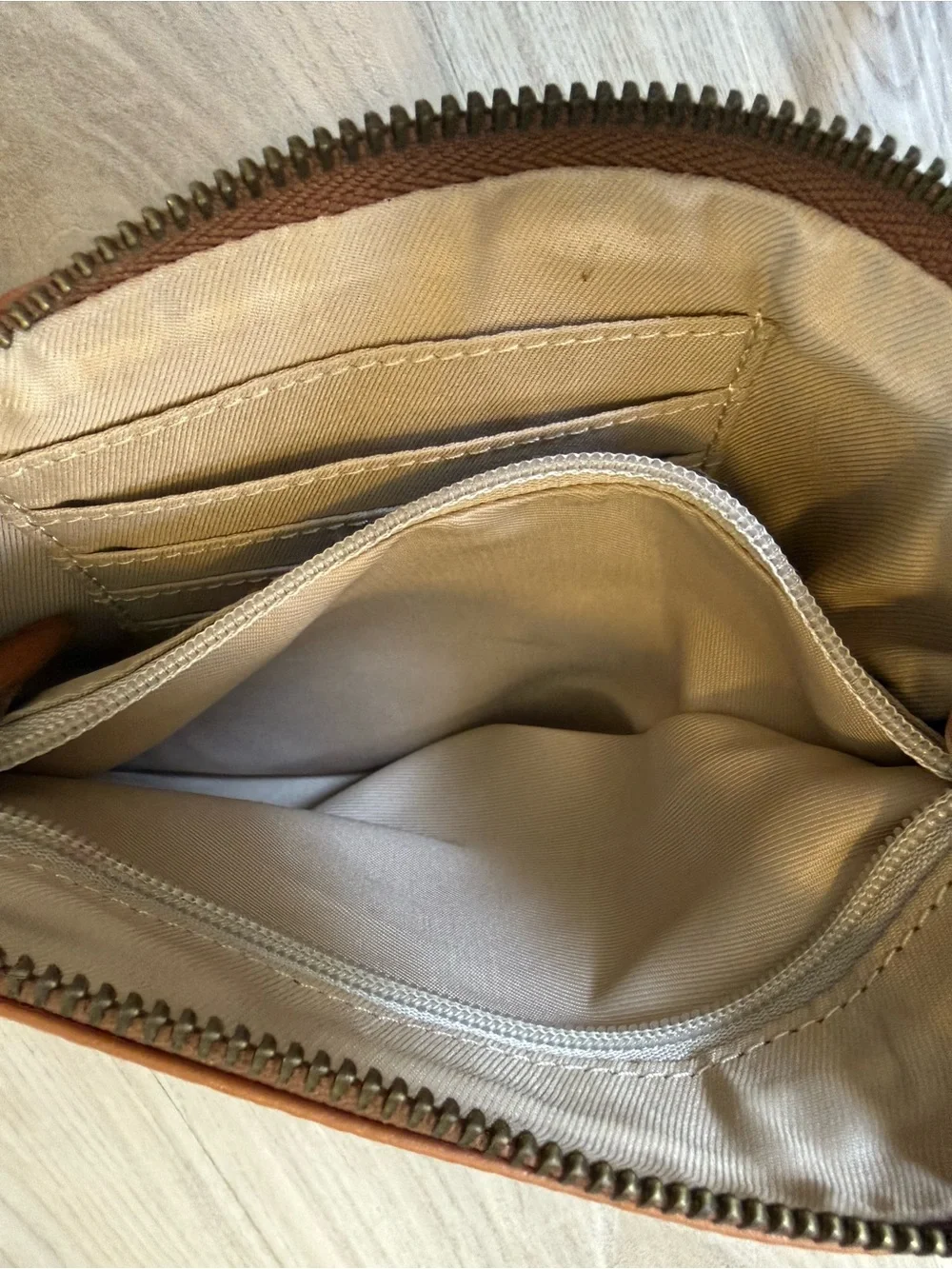 Lucky Brand Leather Convertible Clutch in Cognac Brown